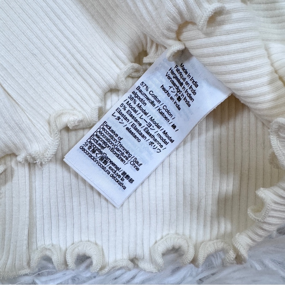 J crew long sleeve Vintage rib boatneck T-shirt with lettuce trim - Picture 5 of 8